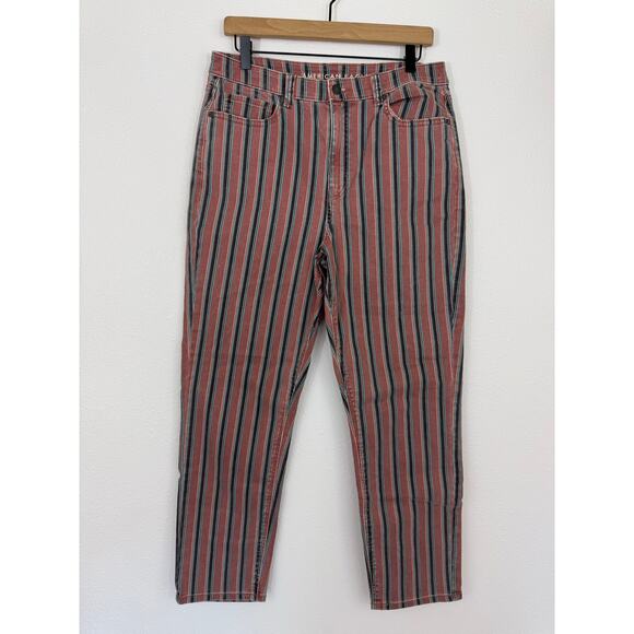 American Eagle Striped Mom Jeans Size 10 Regular High Rise Stretch Denim - Picture 1 of 9